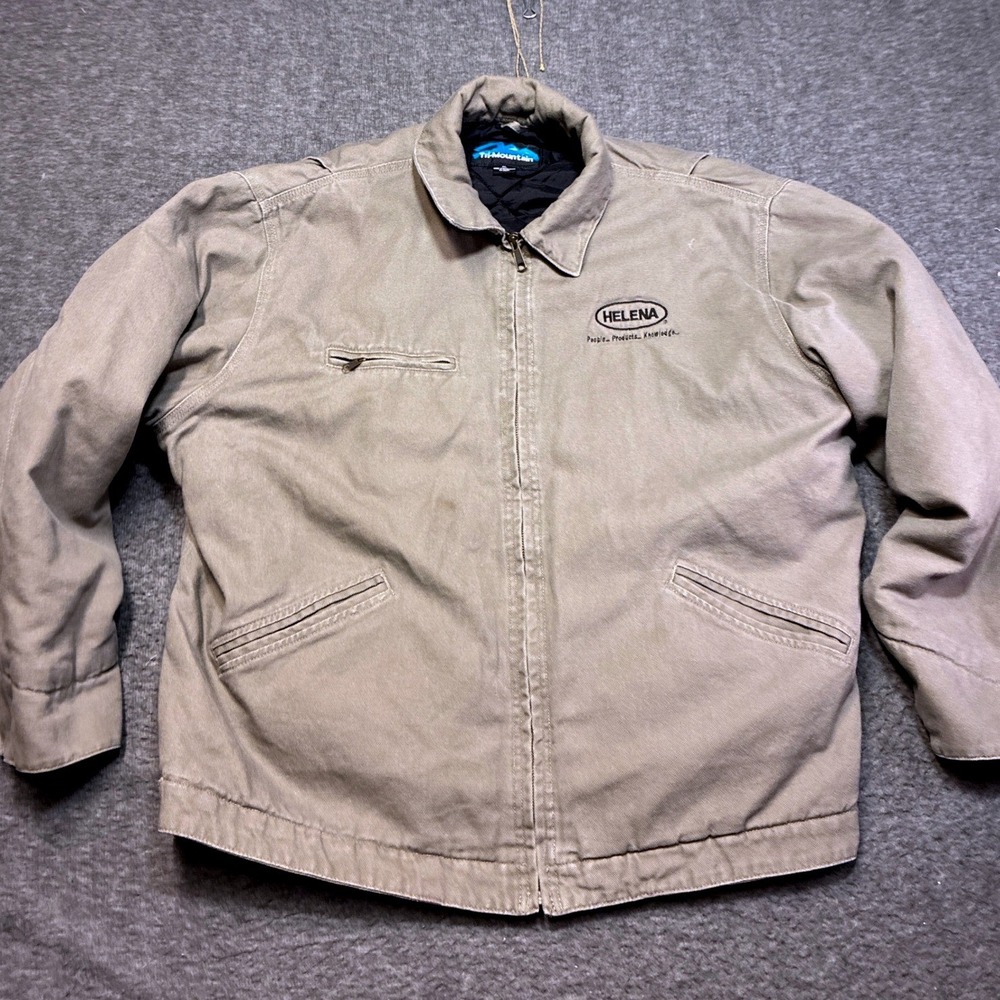 Tri-Mountain Detroit Style Work Jacket Mens XL Tan Canvas Helena Quilt Lined